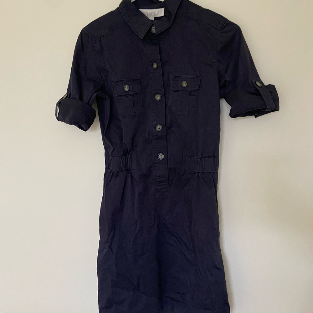 Black Button-Front Shirt Dress